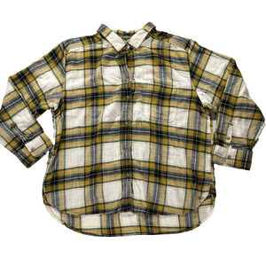 American Eagle Boyfriend Fit Flannel Shirt Multicolor-Yellow Plaid Women's XL